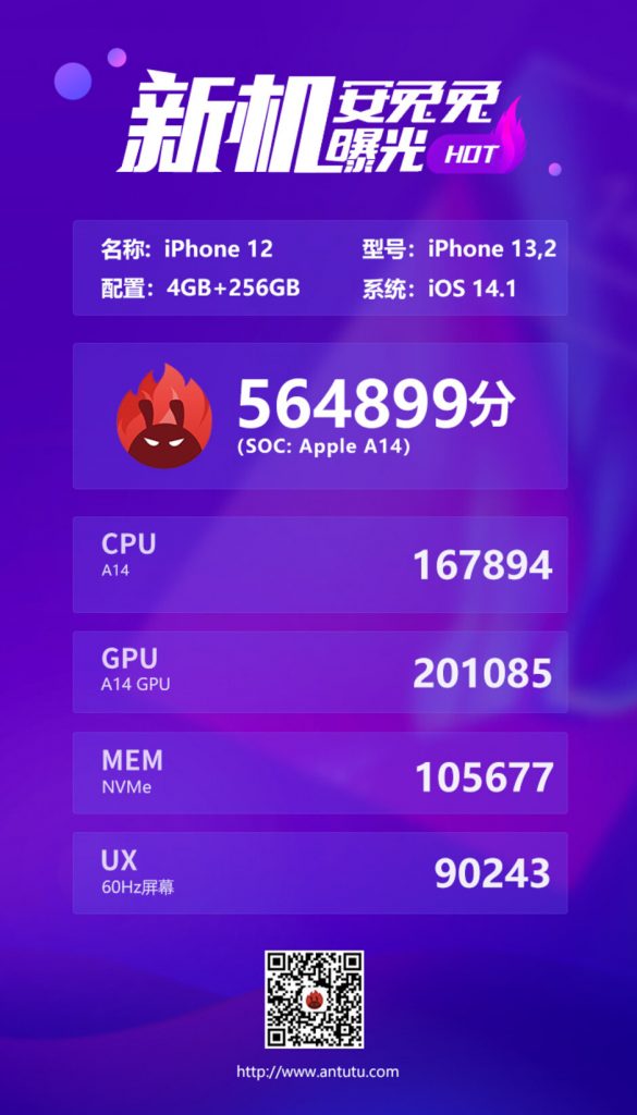 iPhone 12在AnTuTu上輸給了iPad Air 4，在圖形顯示方面也落后于iPhone 11